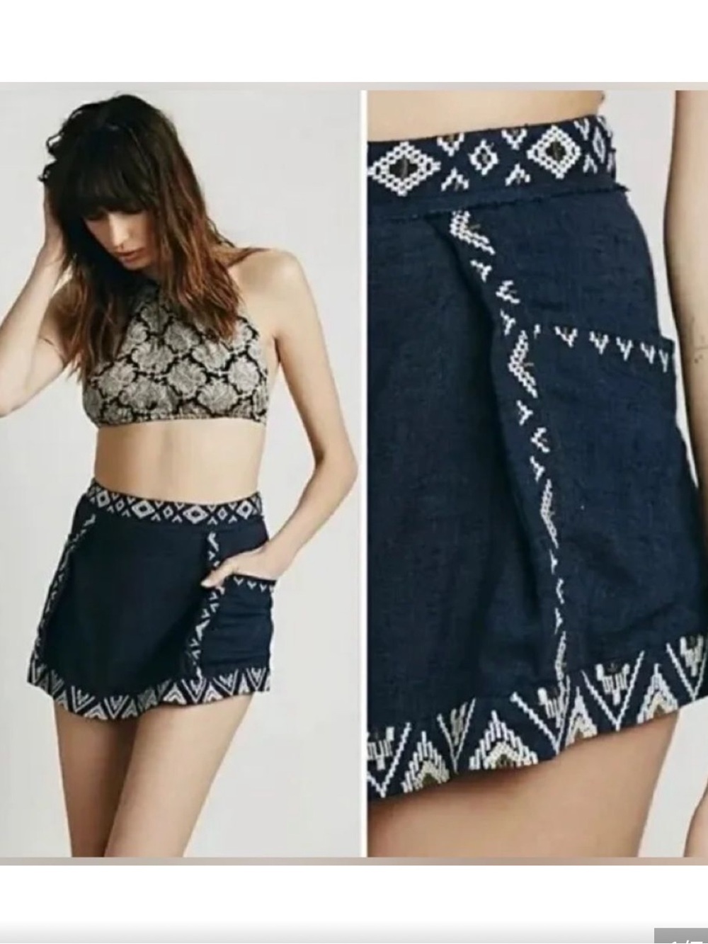 Free People Tribal navy skort - sz 4